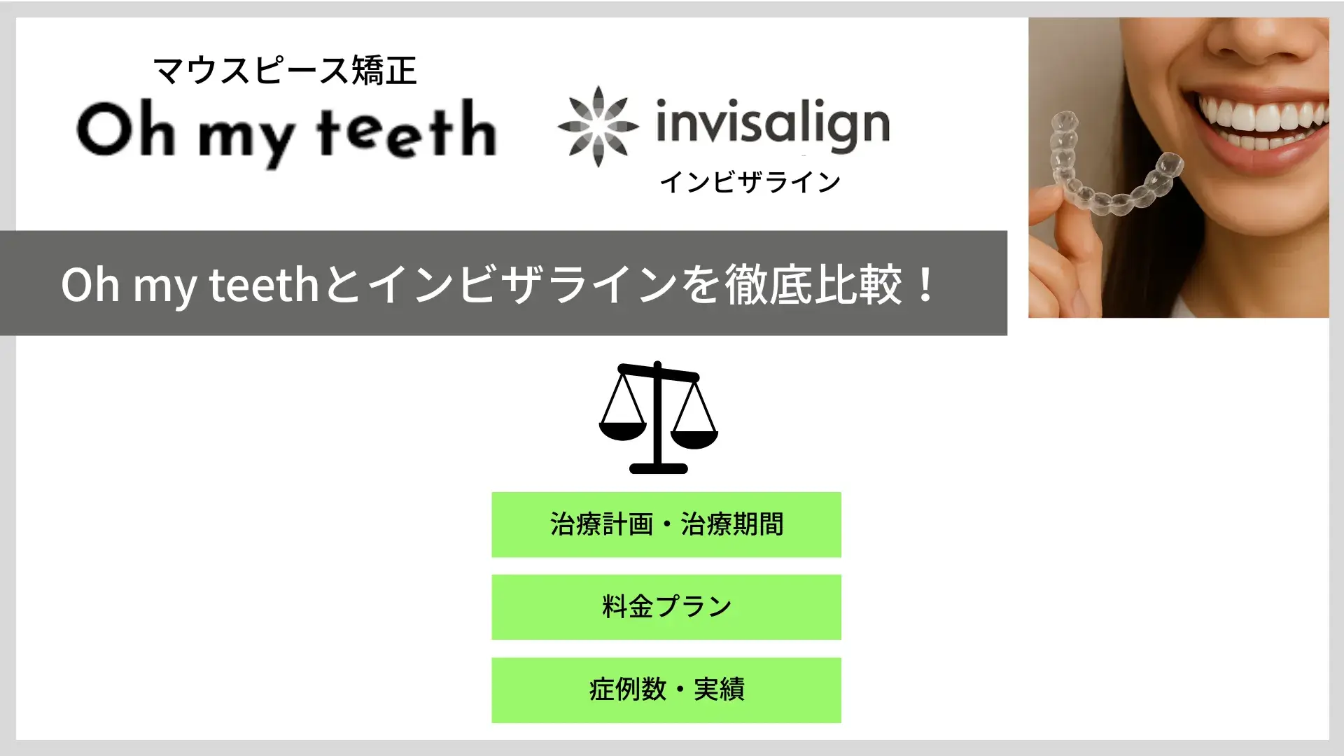 Oh my teethとインビザラインを徹底比較 治療計画 料金プラン 症例数・実績